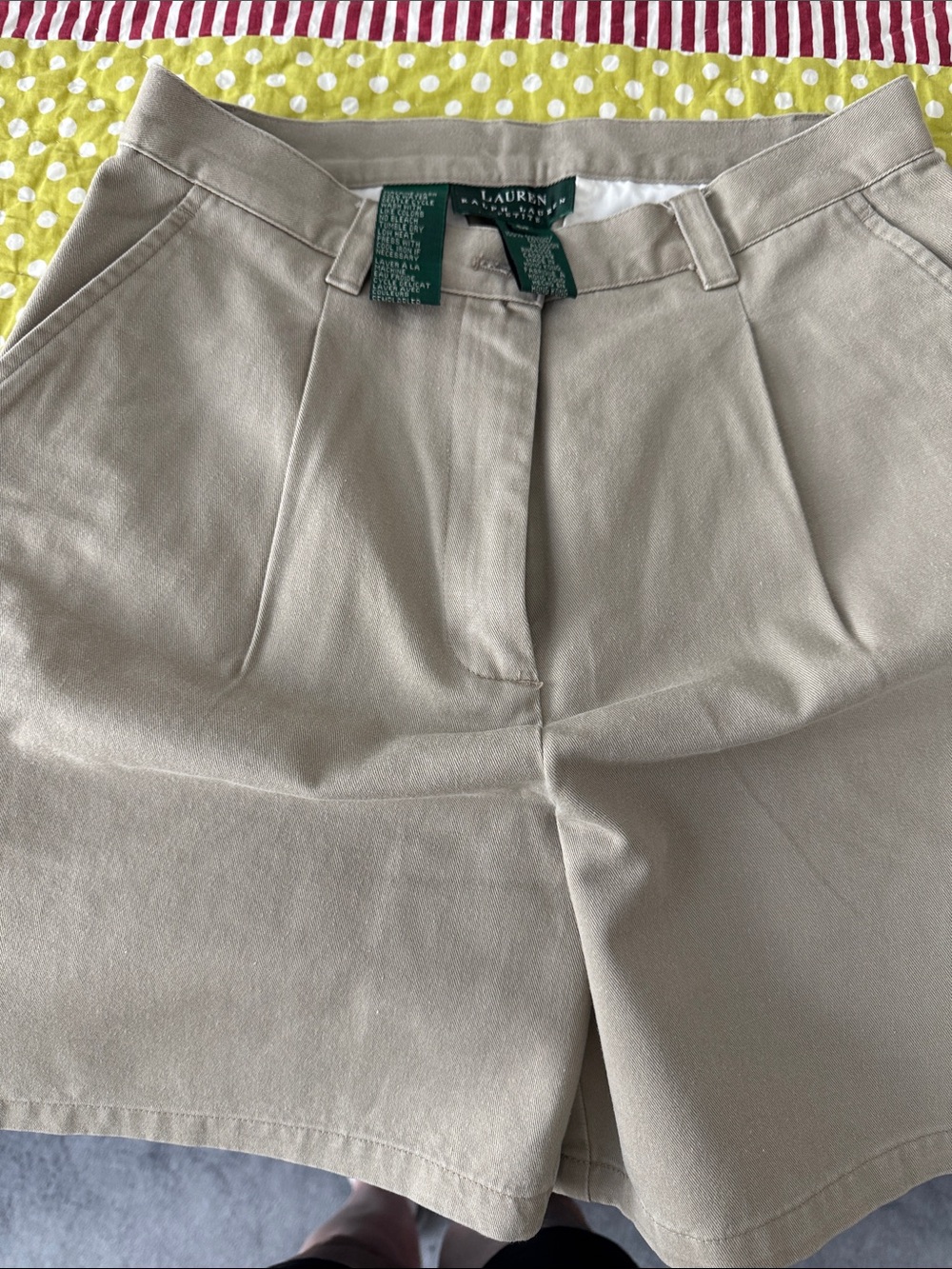 Lauren Ralph Lauren Women's Khaki High-Waist Pleated Chino Shorts